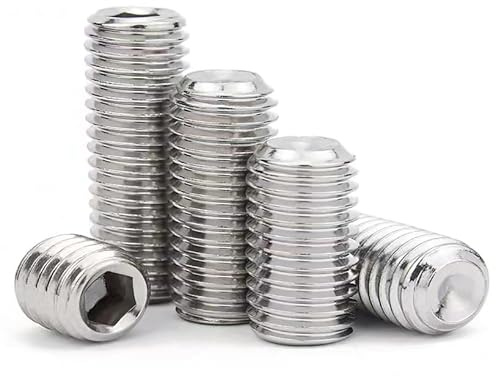 50 Pcs M6-1x4mm Hex Socket Head Cup Point Set Screws, Allen Head Grub Screw, Internal Hex Drive Headless Set Screw, 304 Stainless Steel,for Bathroom Fixtures, Door Knobs, Faucets, Plumbing
