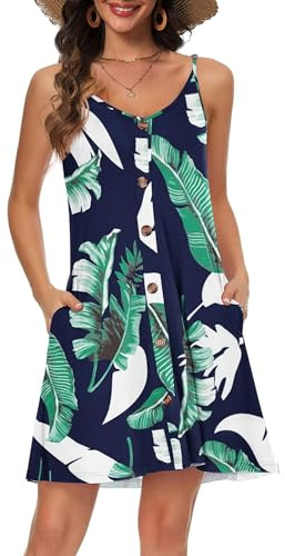 Koerye Vestido de Playa Traje de Baño Vestido Sin Mangas Informal con Cuello en V Correa de Espagueti de Verano Vestidos Bikini Cover Up Verano