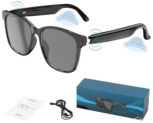 JAOGAUS AI Smart Bluetooth Glasses, AI Translator Glasses, Smart Audio Glasses with Bluetooth Speaker, Polarized Sunglasses, Meeting Memos, Real Time Language Translator Device for Travel, Business