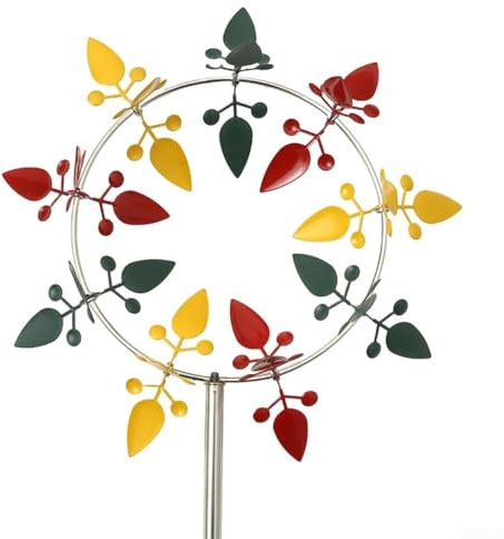Molino de viento de metal colorido para jardín, 30 x 92 cm, para exteriores, decorativo, de acero inoxidable, escultura artística para patio, césped, valla, porche, decoración rústica