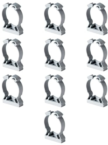 10 pezzi Clip fissatubo a collare, Diametro 40 mm, a chiusura rapida, supporto per tubo rigido, fermacavo, tubazioni, impianto elettrico, tubo acqua, in tecnopolimero ad alta resistenza, grigio