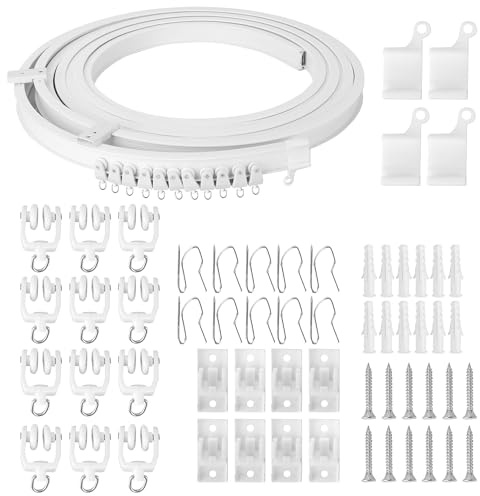 WeeGoo 6 Meter Bendable Ceiling Curtain Track, Flexible Curtain Rail Track, Ceiling Mounted Curtain Tracks for Bay Window, Room Divider, Shower