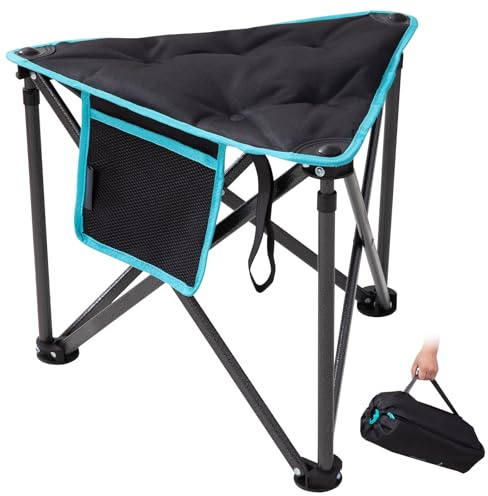 FUNDANGO Folding Tripod Stool, Lightweight Portable Fishing Chair with Thick Padded Seat, 440 Lbs Heavy Duty Outdoor Camping Chairs with Carry Bag for Walking Hunting Hiking Travel