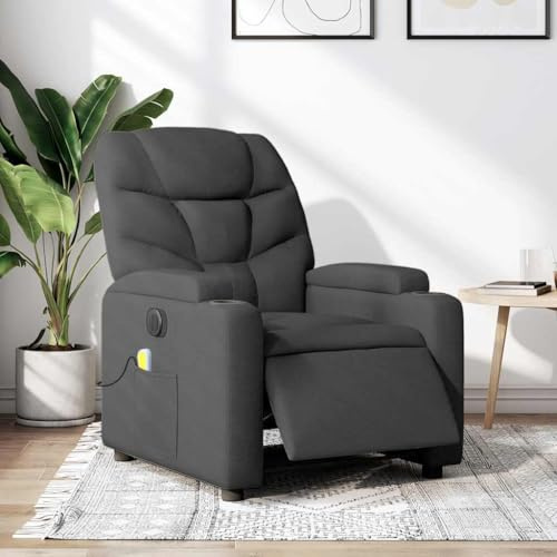 Mimdixy Fauteuil de massage, fauteuil de télévision, fauteuil de massage, électrique, tissu gris foncé, pour salon, chambre à coucher, facile à entretenir, facile à monter