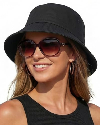 HONGTEYA Bucket Sun Hats for Woman Men Cotton Summer Beach Hat Golf Fishing