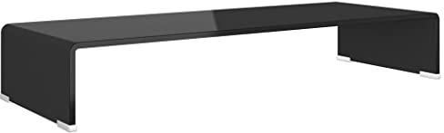 vidaXL Meuble TV de Salon Support pour Moniteur 80 x 30 x 13 cm Verre Noir