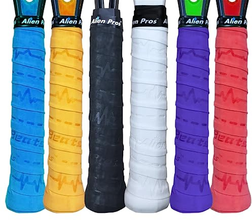 Alien Pros Tennis Racket Grip Tape (6 Grips) – Precut and Dry Feel Tennis Grip – Designer Tennis Overgrip Grip Tape Tennis Racket – Wrap Your Racquet for High Performance (6 Grips, Beats)