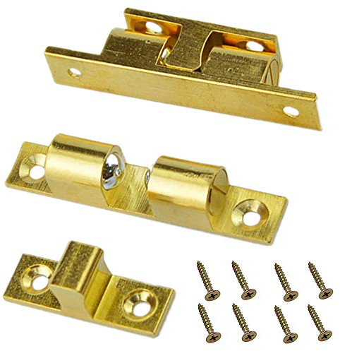 Solid Brass Cabinet Door Closet Ball Tension Catch Latch,2.36-Inch x 0.47-Inch Cabinet Door Lock Furniture Door Clasp Suitable for Most Cabinets(2 Pcs)