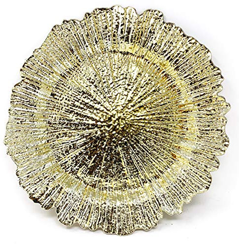 allgala 13-Inch 6-Pack Heavy Quality Round Charger Plates-Reef Gold-HD80331