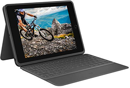 Logitech Rugged Folio for iPad (7th, 8th, & 9th generation) Protective Keyboard Case with Smart Connector and Durable Spill-Proof , QWERTY UK English Layout - Black