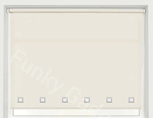 Funky Gadgets Roller Blinds Square Eyelet Light Filtering Roller Blind Daylight Trimmable Blinds Child Safe Easy Fit Metal Tube Home Office Window Blinds- Natural, W60 x L165cm