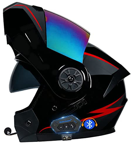 CNNGU Klapphelm Motorradhelm, Bluetooth Integralhelm, Mit Doppelvisier, ECE Genehmigt, Hochfeste Schale, Atmungsaktiv Und Bequem, Für Erwachsene, Frauen Und Männer
