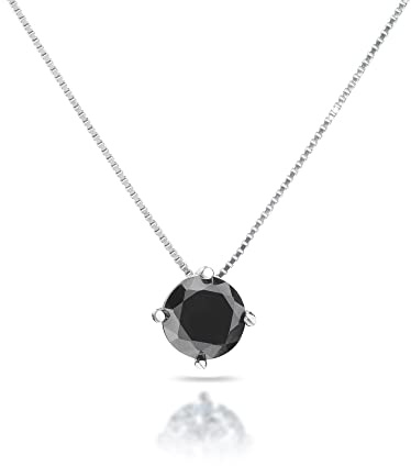 inSCINTILLE Punto Luce Collana Donna Argento 925 con Pietra di Zirconia Cubica (Diametro: 4 mm, Catena Argento – Pietra Nera)