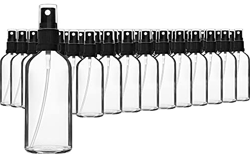 HandsUnity 100ml-70pz di Flacone in Vetro per Spruzzatore - set di Flaconi in Vetro Chiaro per Farmacia con Flacone Spray in Vetro Atomizzatore Nero in Vetro Trasparente con 5 Accessori ausiliari