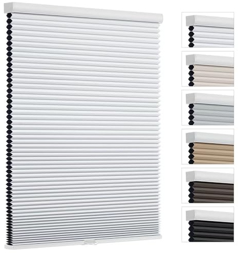 Changshade Blackout Honeycomb Blinds Cordless Cellular Shades for Windows Black Out Light Blocking Room Darkening Thermal Insulation 1.5 Cell for Bedroom, Bathroom, Nursey, Shade Size 46Wx72H, White