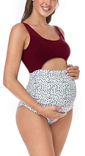 EastElegant Costume da Bagno Premaman a Un Pezzo con Tagli e Stampa a Pois, Costume da Bagno Premaman, Vino Rosso, S