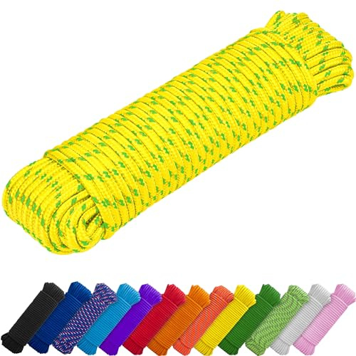 TECEUM Rope – 90 Feet x 1/4 Inch (7mm) – Neon Mix – Strong All-Purpose Cord