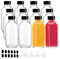 YBCPACK 12 Pack 4oz Glass Bottles with Lids, 120ml Small Ginger Shot Bottles with Funnel, Chalk Labels, Pen, Clear Shot Jars for Juice, Essential Oil, Vanilla Extract