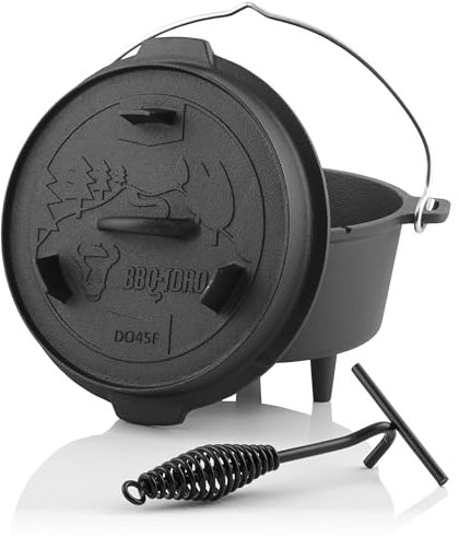 BBQ-Toro Faitout Dutch Oven Forest - 4,2 l - Déjà cuit - Preseasoned - Différentes tailles - Faitout en fonte - Cocotte avec couvercle