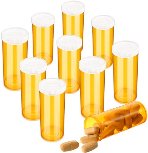ElevateTech Lot de 8 flacons vides avec bouchons, petits médicaments en plastique à ouverture facile