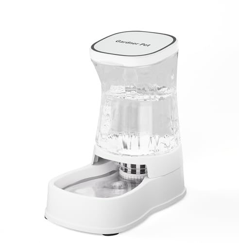 Gardner Pet 3.85L Pet Water Dispenser, Gravity Dog Water Dispenser without electricity, Cat Bowls with Filter, 100% BPA-Free Automatic Cat Feeder, Feeding Station for Medium & Large-Sized Pets, White