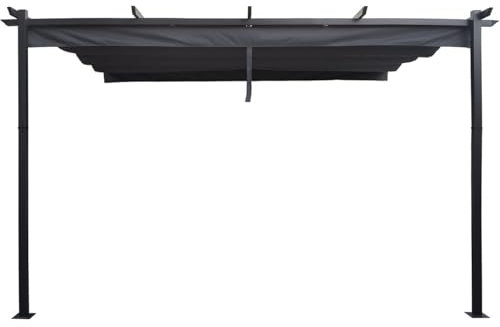 Habitat et Jardin Pergola adossée en Aluminium avec Toit rétractable- 3 x 4 m - Gris