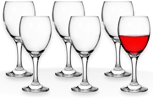Sicignano Calici da Vino Emperador 25 cl, Set 12 Pezzi, Ø6,5x17h cm, Vetro Trasparente, Lavabili in Lavastoviglie
