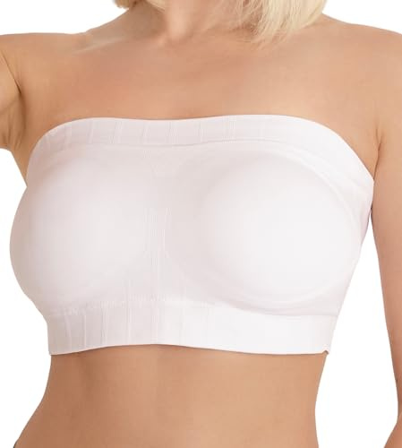 Conturve Women's Underwire Seamless Convertible Bandeau Bra – Topable Strapless Bra for Women White
