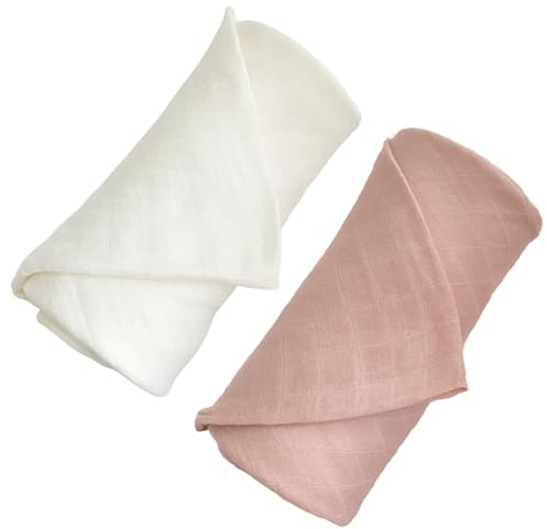 SGAVAHSG Paños de muselina grandes para bebé, paquete de 2 unidades, 120 x 120 cm, mantas de muselina grandes cuadrados y manta de recepción para recién nacidos, esenciales, toalla de algodón orgánico