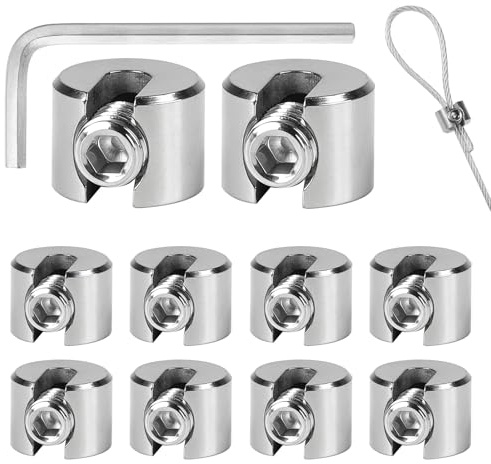 MIGUBIGU 10 PCS Morsetto per Cavo Acciaio 4 mm M8, Clip per Fune Metallica con Chiavi Inglesi, Morsetti per Cavi Acciaio, per Fune di Acciaio, Tendicinghi, Tenda Fissa