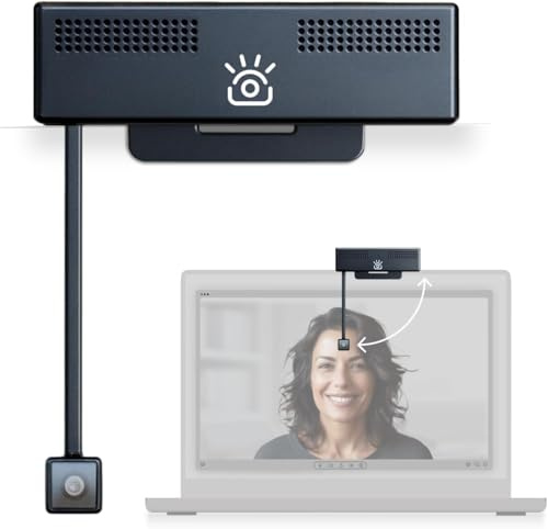 iContact Camera ProMini 4K HD, cámara Web de Contacto Visual para portátiles y Pantallas pequeñas con micrófonos con cancelación de Ruido, cámara USB para Mac y PC, Compatible con Zoom, Teams, Meet