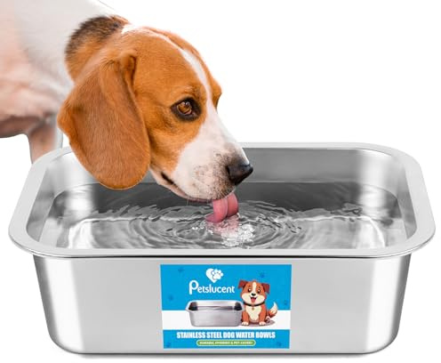 Stainless Steel Dog Water Bowl: 1.25 Gallons (32cm x 22cm x 10cm) Metal Pet Water & Food Bowl No Spilling - High Capacity Dog Bowls for Medium, Larges, X-Large Dogs (1.25 Gallons)