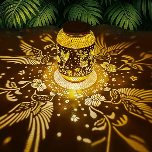 Hummingbird Solar Lantern for Outside, Christmas Birthday Gifts for Women, IP65 Waterproof Outdoor Garden Decor Hanging Solar Lights for Outside Table Patio Balcony Courtyard [Energy Class A+++]