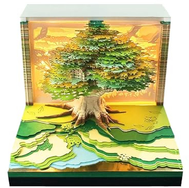 Byzieir 3D Time Piece Calendar 2026,3D Memo Pad Art Sticky Notes | Treehouse-Shaped Carving Time Piece Notepad for Record Planner Habit Tracker Bookmark