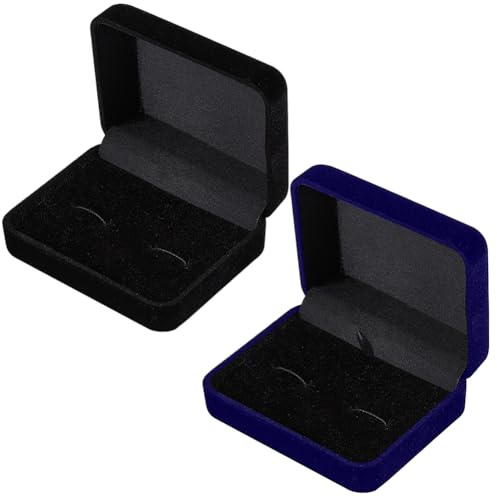 Beebeecraft 2 pz 2 scatole per Gemelli In Velluto Vegetale Da 3x2.4x1.2 pollici Piccole Scatole Regalo per Gemelli Rettangolari Blu e Neri Custodia Portaoggetti per Uomo Fermacravatta Regali di Natale