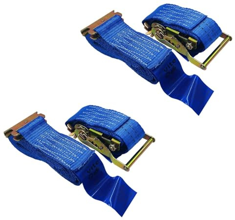 Pack DE 2 Unidades Eslinga SUJECION DE Carga para Perfil Combi 2,5 TONELADAS 4,80 Metros, Trincaje, Tensor, zuncho, cinchas para CAMION, Remolque, SEMIRREMOLQUE, FURGÓN, FRIGORÍFICO