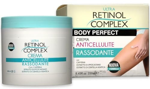 Retinol Complex Crema Anticelulítica Reafirmante Body Perfect, con Cafeína, Extracto de Hipocaño y Centella Asiática, 250 ml