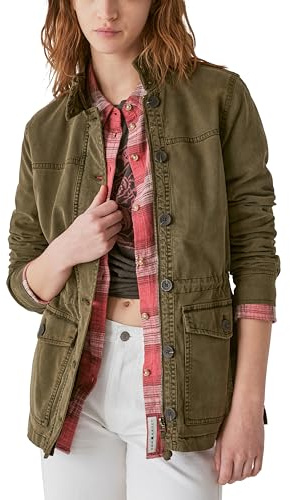 Lucky Brand womens Long Sleeve Button Up Two Pocket Utility Jacket, Olive Night, Small US