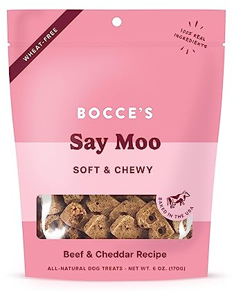 Bocce's Bakery Say Moo Soft & Chewy Dog Treats, Beef & Cheddar Flavor, 6 oz