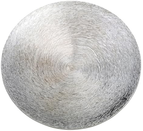MaMeMi Assiette à bougie en aluminium argenté Ø 14 cm – Dessous de bougie rond en métal brossé, moderne et sobre – Idéal pour couronne de l'Avent, bougeoirs et bijoux d'autel