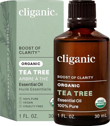 Cliganic Organic Tea Tree Essential Oil, 100% Pure Natural, for Aromatherapy | Non-GMO Verified