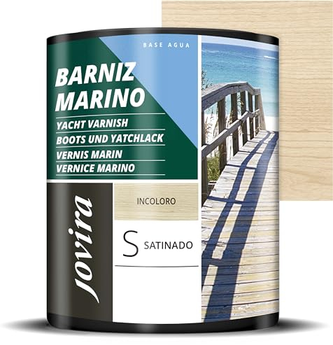 JOVIRA PINTURAS Barniz Marino al Agua. Especial Resistencia en ambientes Marinos (750 Mililitros, Satinado)