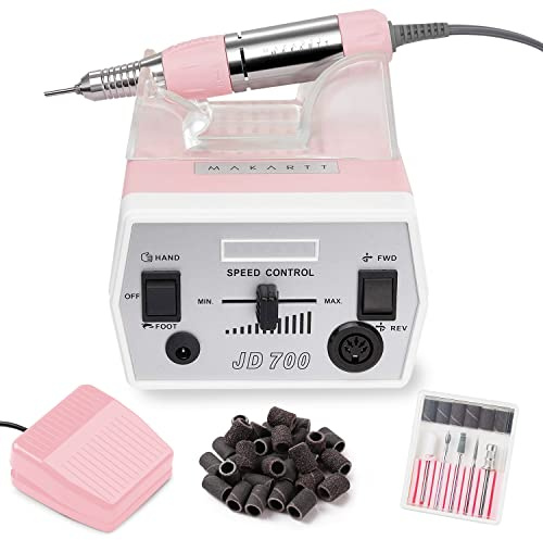 Makartt Nail Drill - Portable Electric Nail File Machine Geneviere E File Pink JD700 Professional 30000RPM Manicure Drill for Acrylic Nails Poly Nail Gel Polish Beauty Gift