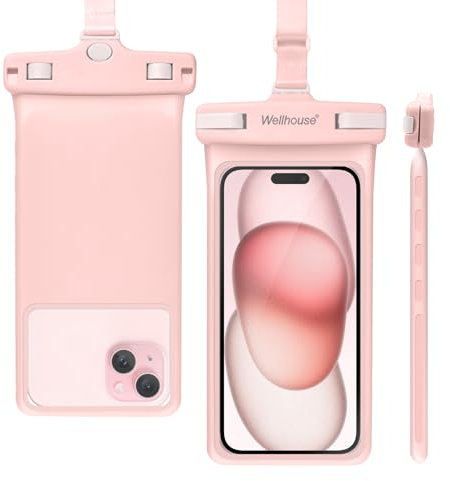 Universelle wasserdichte handyhülle mit Lanyard Handy IP8X Tauchen im Freien Strand unter Wasser bis zu 7,0 wasserdichter beutel 3D nahtlose HD TPU staubdichte Touch-Telefonhülle für iPhone Pink