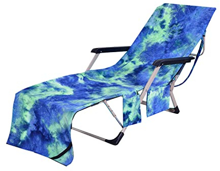 LIKEUDO Portable Pool Beach Sun Lounger Cover Pockets Microfiber Towel Travel Lounge Chair Cover Towels Sunbed Pockets Microfiber Towel Quick Dry Covers (green)
