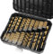YWHWXB Titanium Drill Bit Set - 99Pcs Hex Shank High Speed Steel Twist Drill Kit for Drilling Wood/Metal Sheet/Plastic,1/16'' to 3/8'' with Plastic Case Stroage, Gold