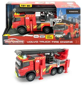 MOJORETTE Grand Series Camión de Bomberos Volvo, 19cm, con Licencia Oficial de Volvo y Rosenbauer, Fabricado en Metal y Plástico, Luz y Sonido (213713000038)
