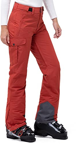 33,000ft Damen Skihose Outdoorhose Wasserdicht Winddichte Softshellhose Warme Gefütterte Thermohose Wanderhose Winter Ski Pants Women Karminrot XL