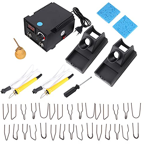 Kit de quema de madera de doble pluma Pantalla digital de temperatura ajustable Kit de pluma de pirograbado profesional con 30 puntas de alambre, máquina de artesanía ardiente para madera(EU)