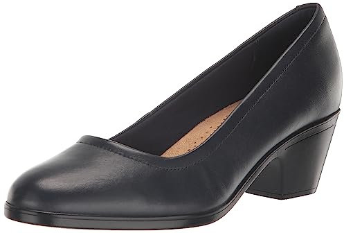 Clarks Women's Emily 2 Ruby Pump, Navy Blue Leather, 7.5 UK